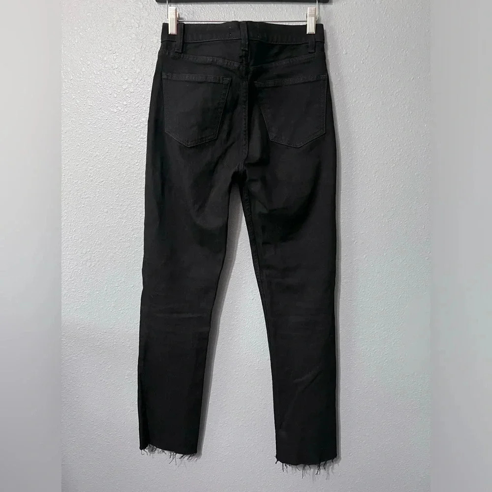 Reformation Jeans Women’s Liza High Rise Straight Leg Raw Hem Black Sz 25 EUC - Picture 2 of 6